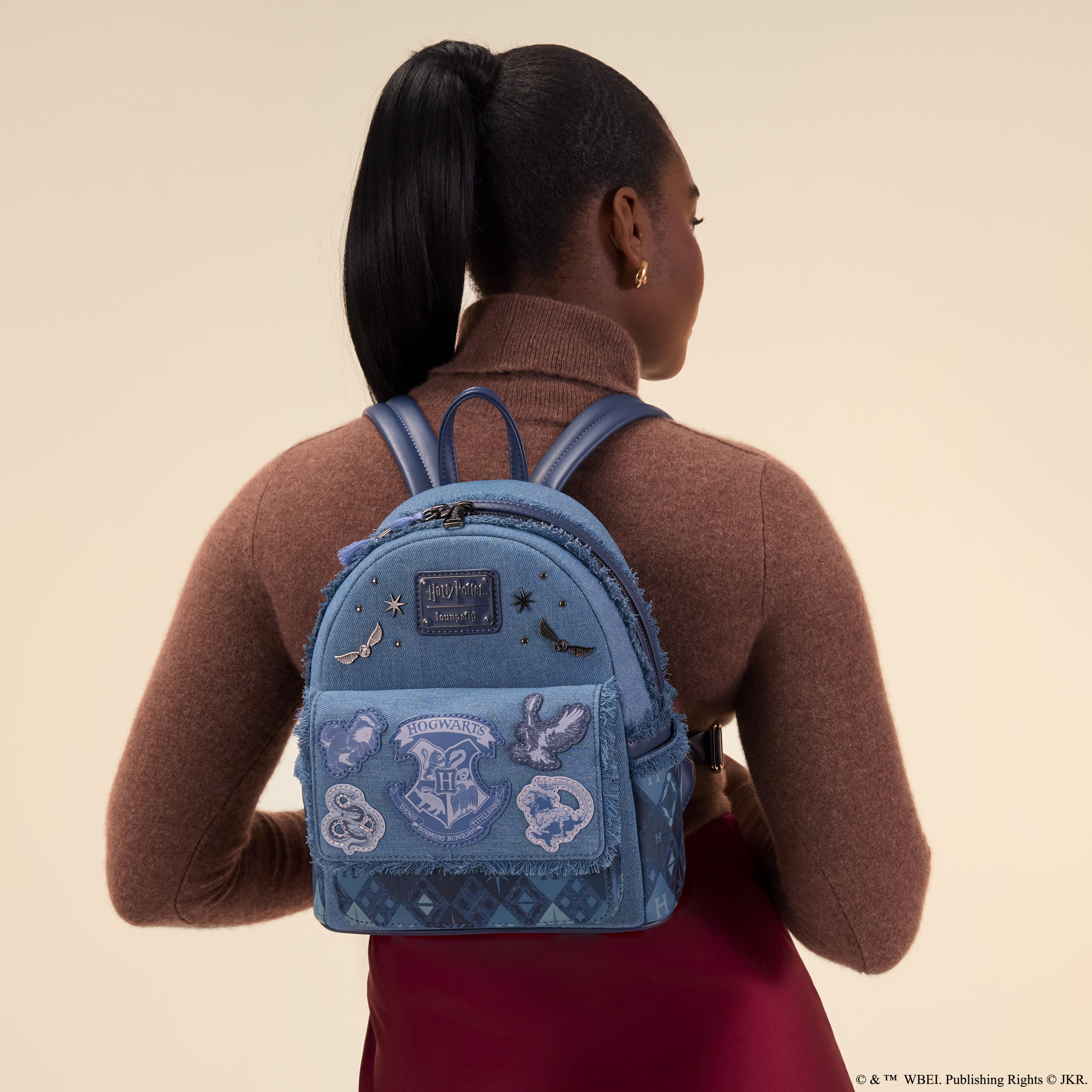 Harry Potter Hogwarts Denim Mini Backpack | Loungefly